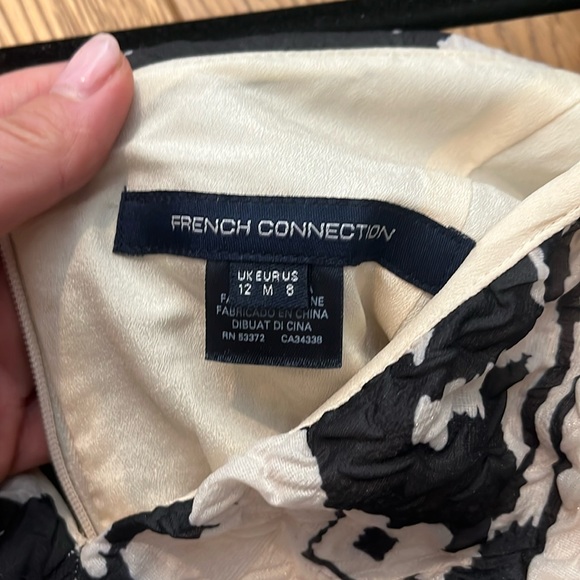 French connection black and tan dress with puffy sleeves size 8 medium - Picture 2 of 4